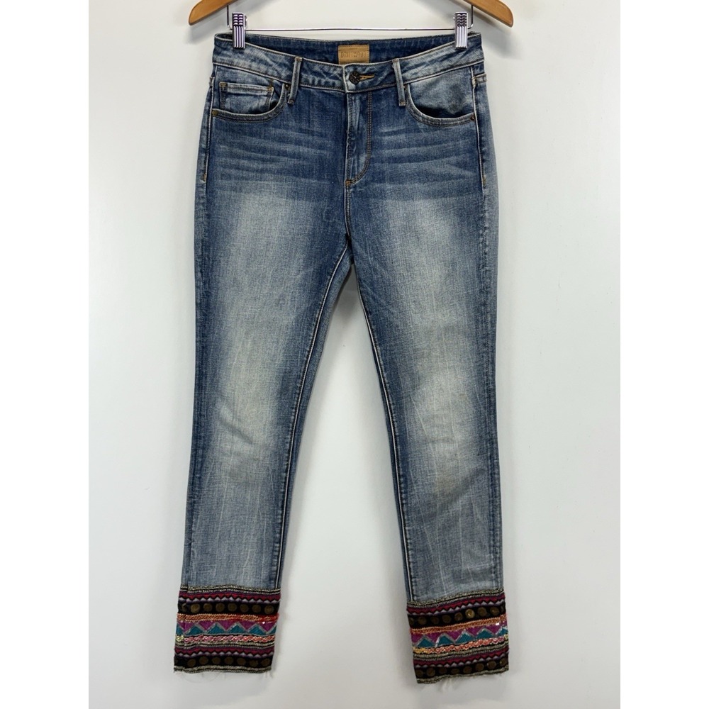 DRIFTWOOD Jeans Womens 27 Audrey Blue Embroidered Embellished 28x31 READ